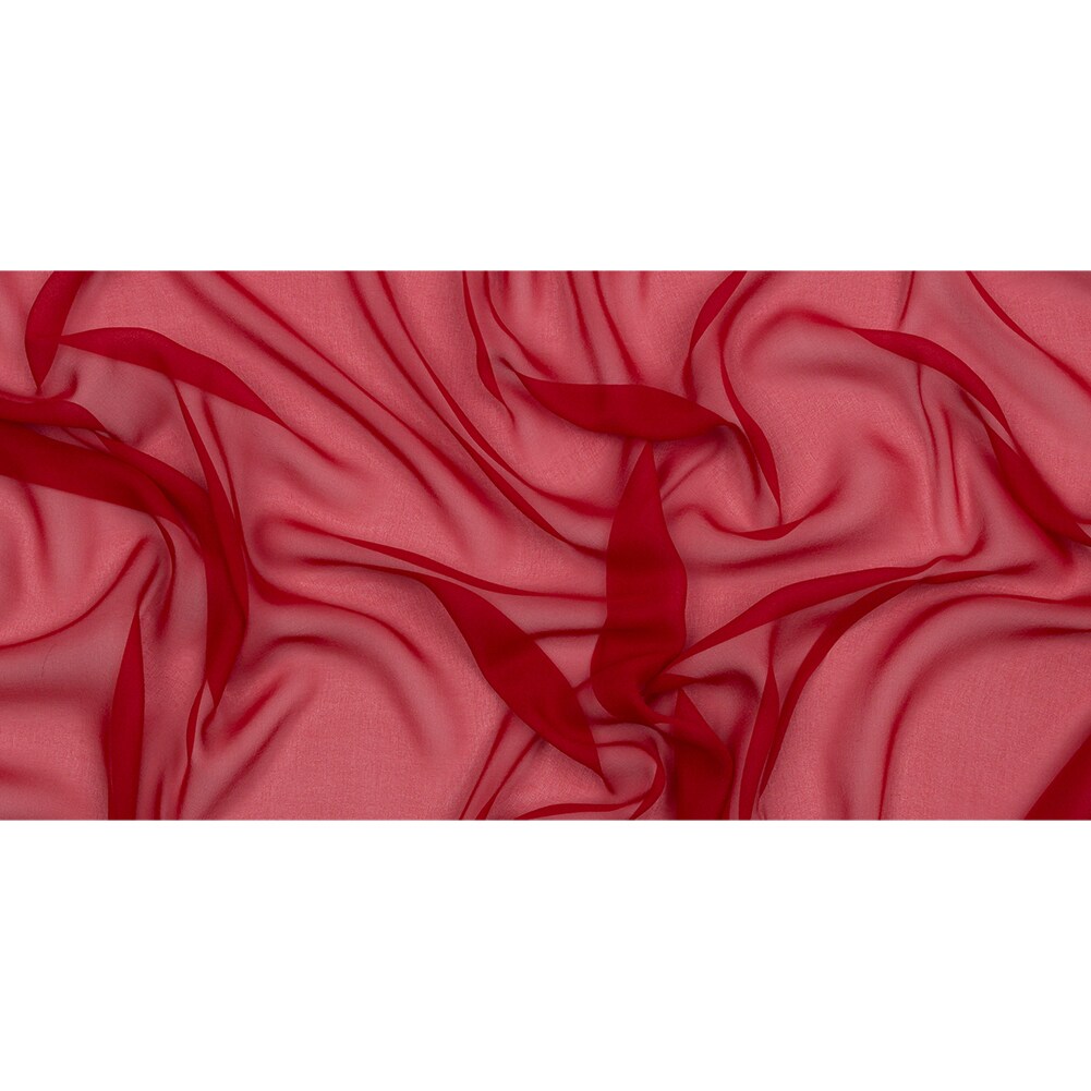 1 Yard Premium Silk Chiffon Solid Tango Red Fabric Lightweight 44 Inch Width