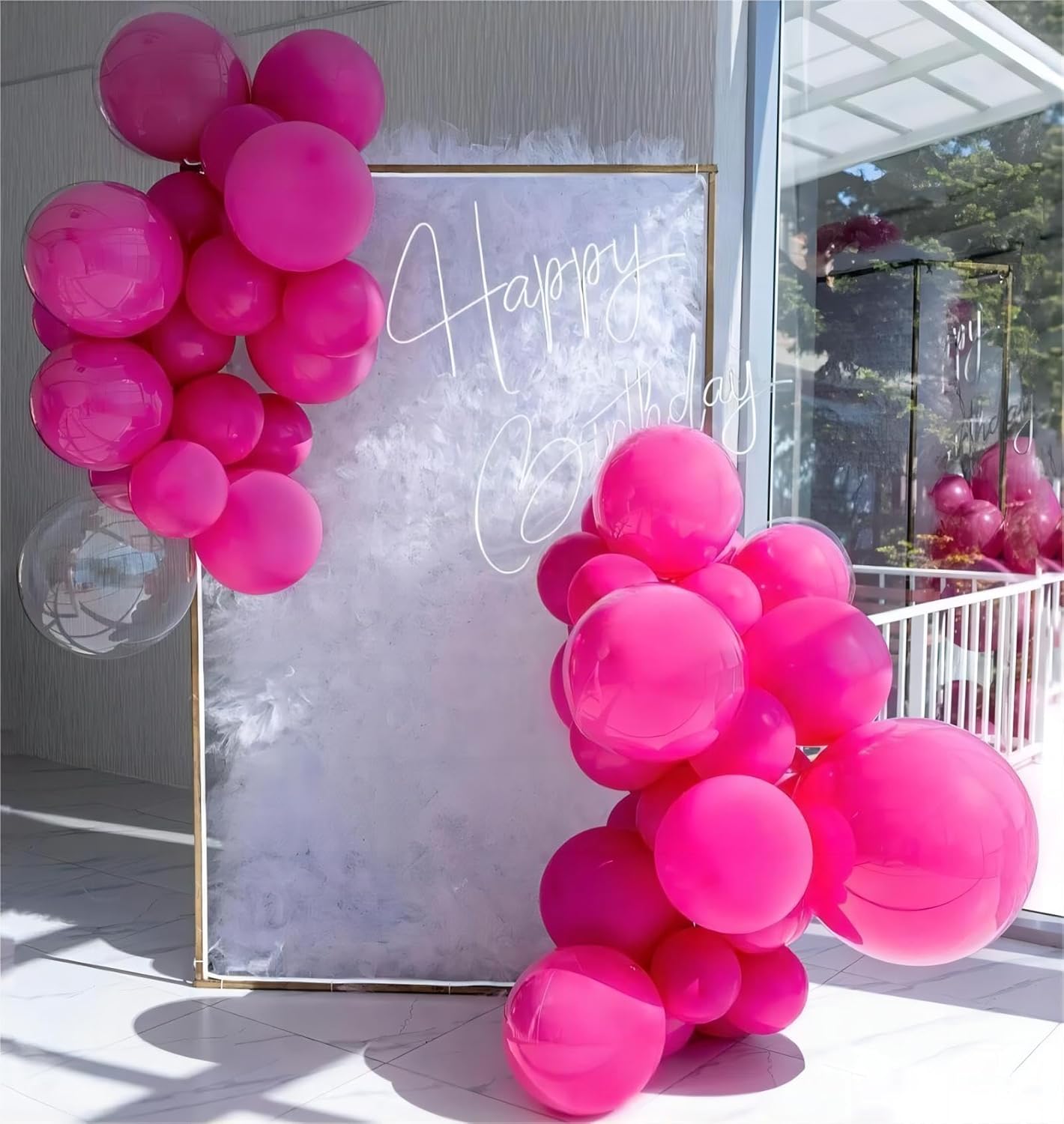 140pcs 18 12 10 5 Inch Different Sizes Pack Party Latex Balloons (Hot Pink