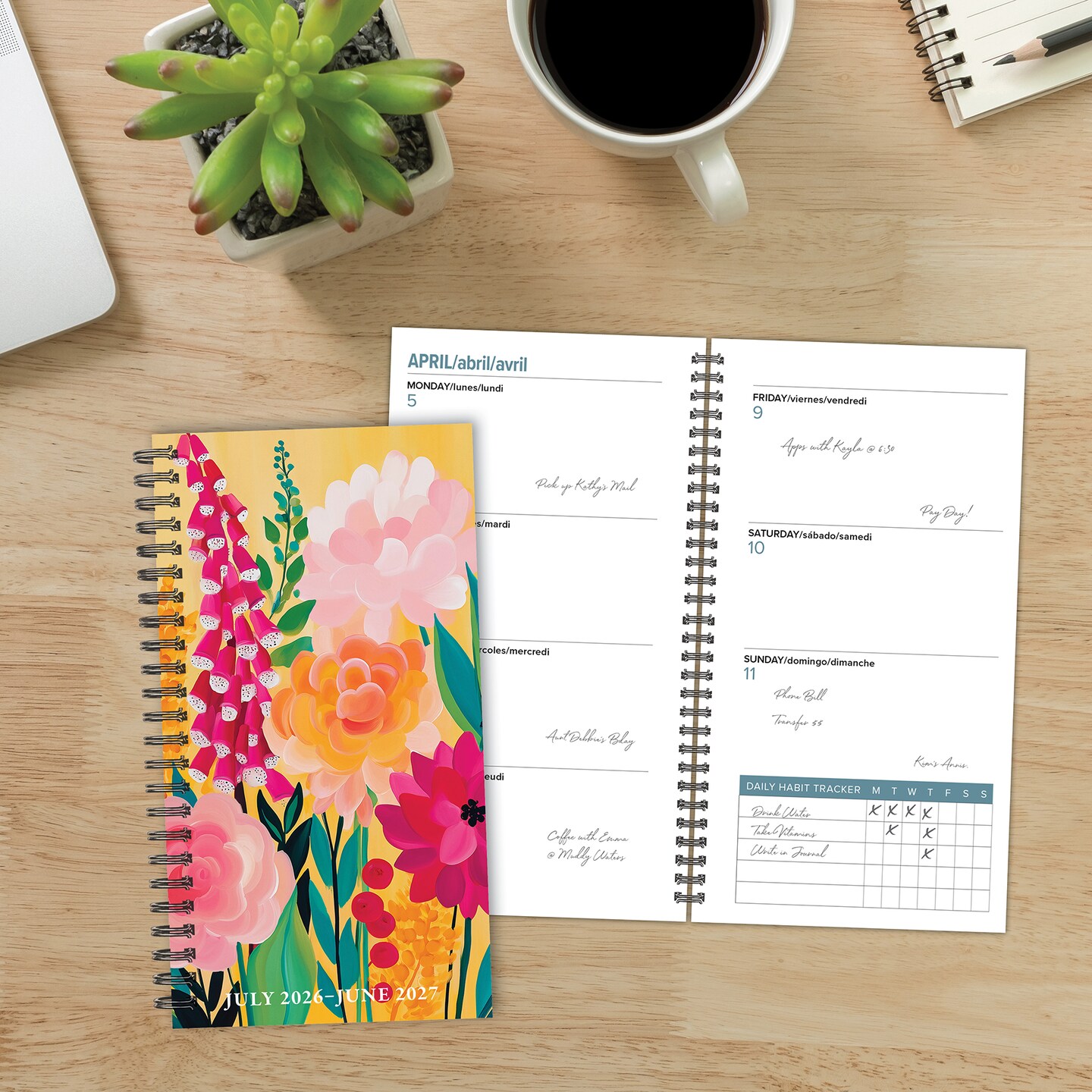 Wild Garden Glow Academic Year July 2026 - June 2027 3.5" x 6.5" Softcover Weekly Spiral Planner