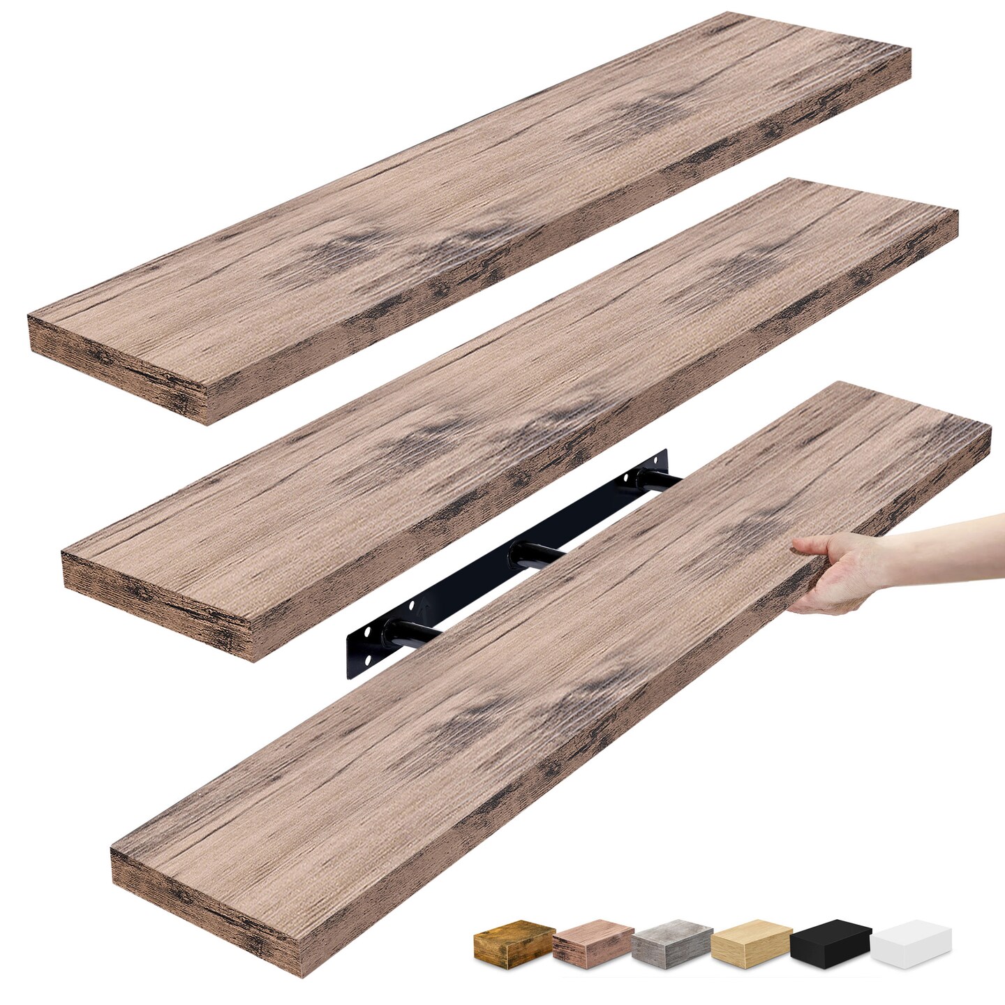 Sorbus 3 Pack Extra Long Floating Shelves for Wall, Large Floating Shelves for Bedroom, Kitchen, Living Room, Bathroom Shelves, Farmhouse Home Decor - 47 x 9.25 Inch Wall Mounted Floating Shelves for Wall