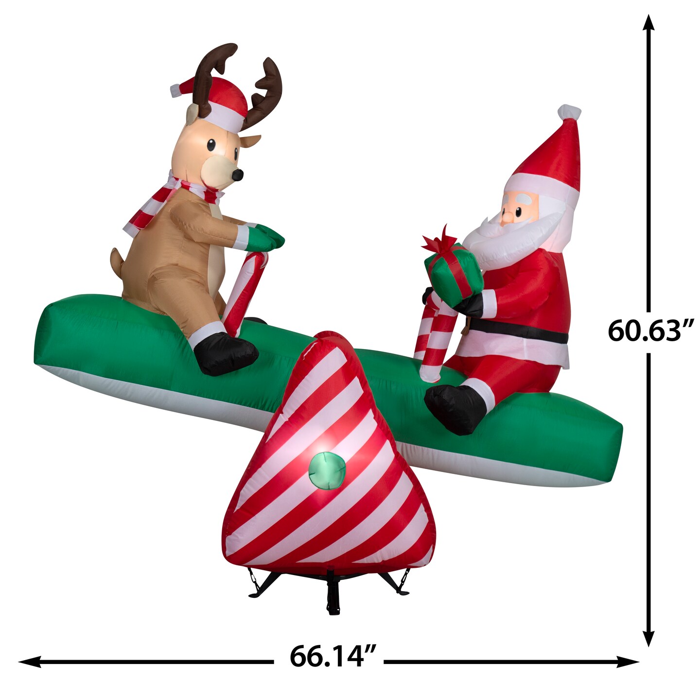 5.5' Gemmy Airblown Inflatable Animated Christmas Santa and Reindeer Teeter Totter Yard Decoration 885219