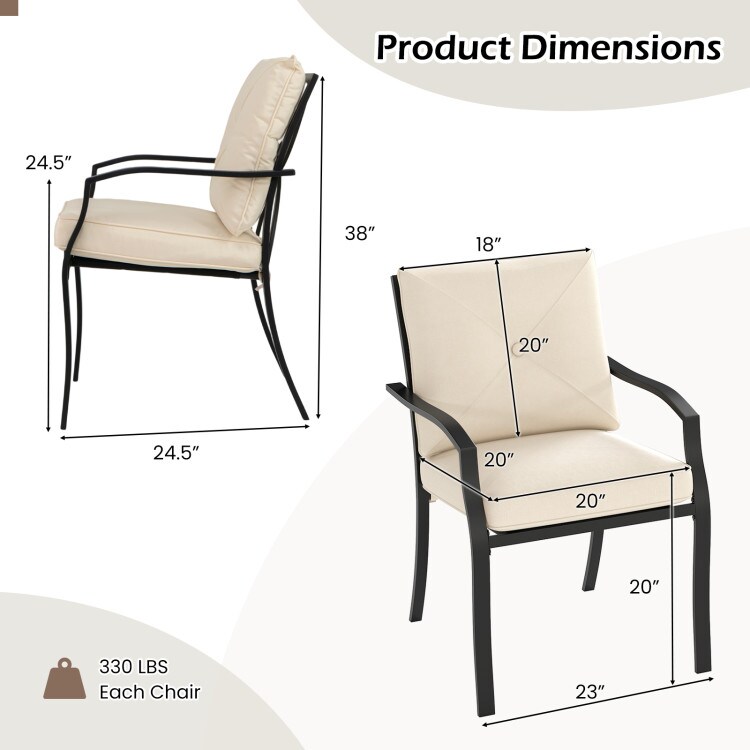 Patio Dining Chairs 2-Piece Metal Frame Mesh Seats Cushions Ergonomic 330 Lb