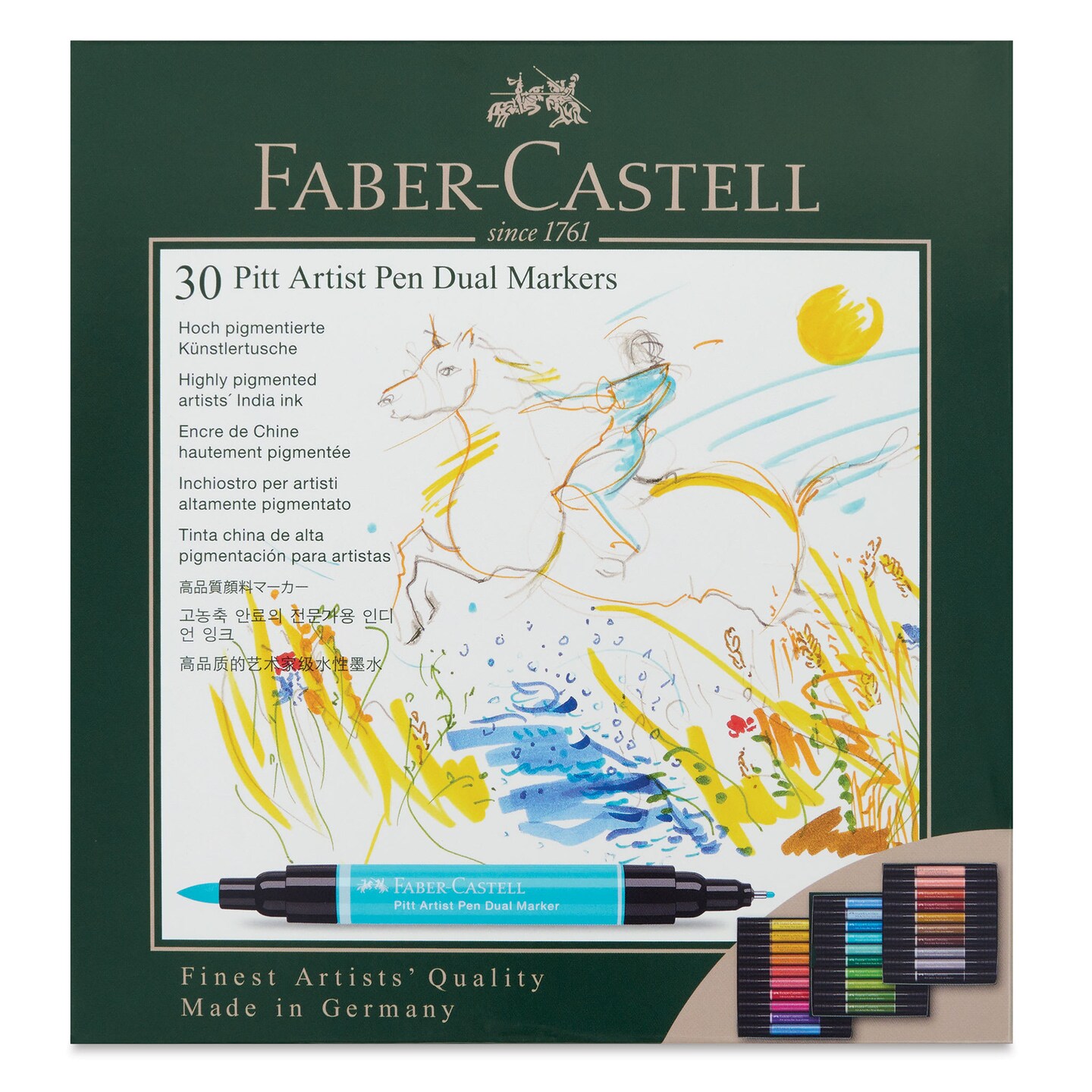 Faber-Castell Pitt Artist Pen Dual Tip Markers - Set of 30, Assorted Colors