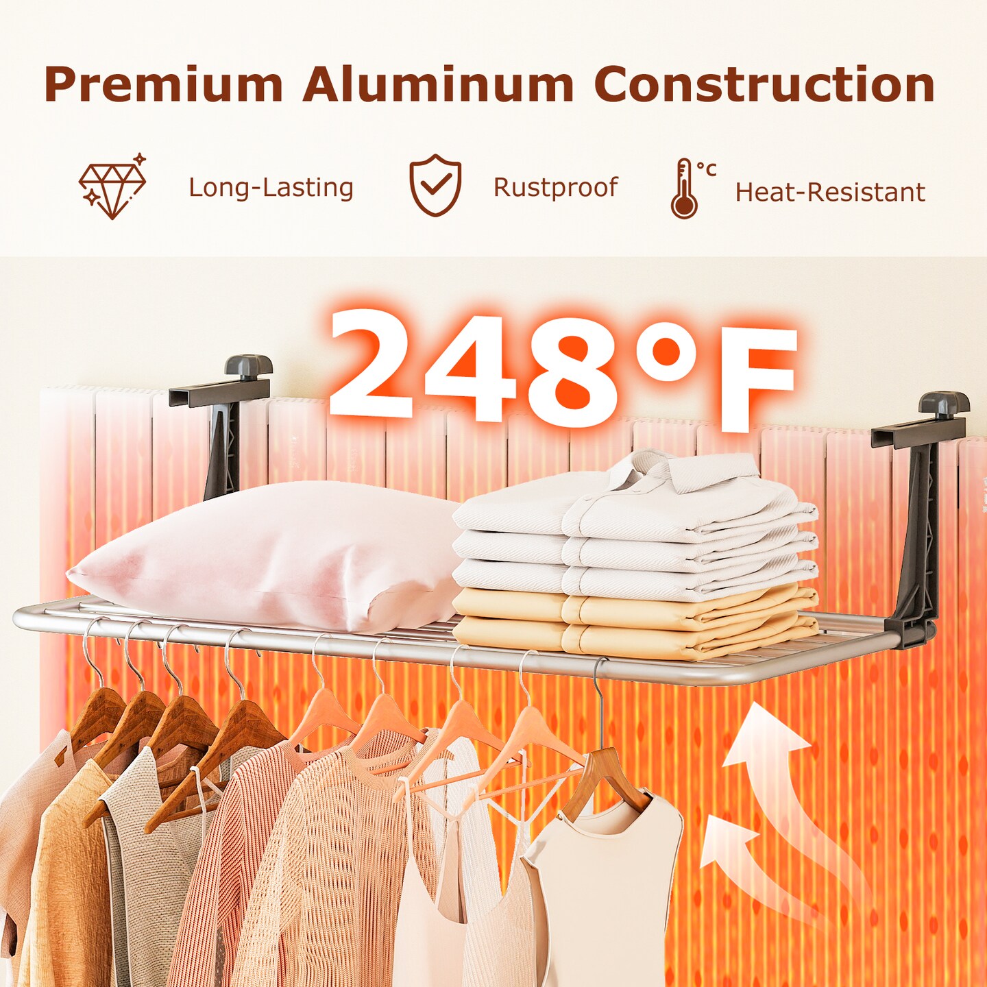 Lightweight Aluminum Foldable Clothes Drying Rack with 7 Bars