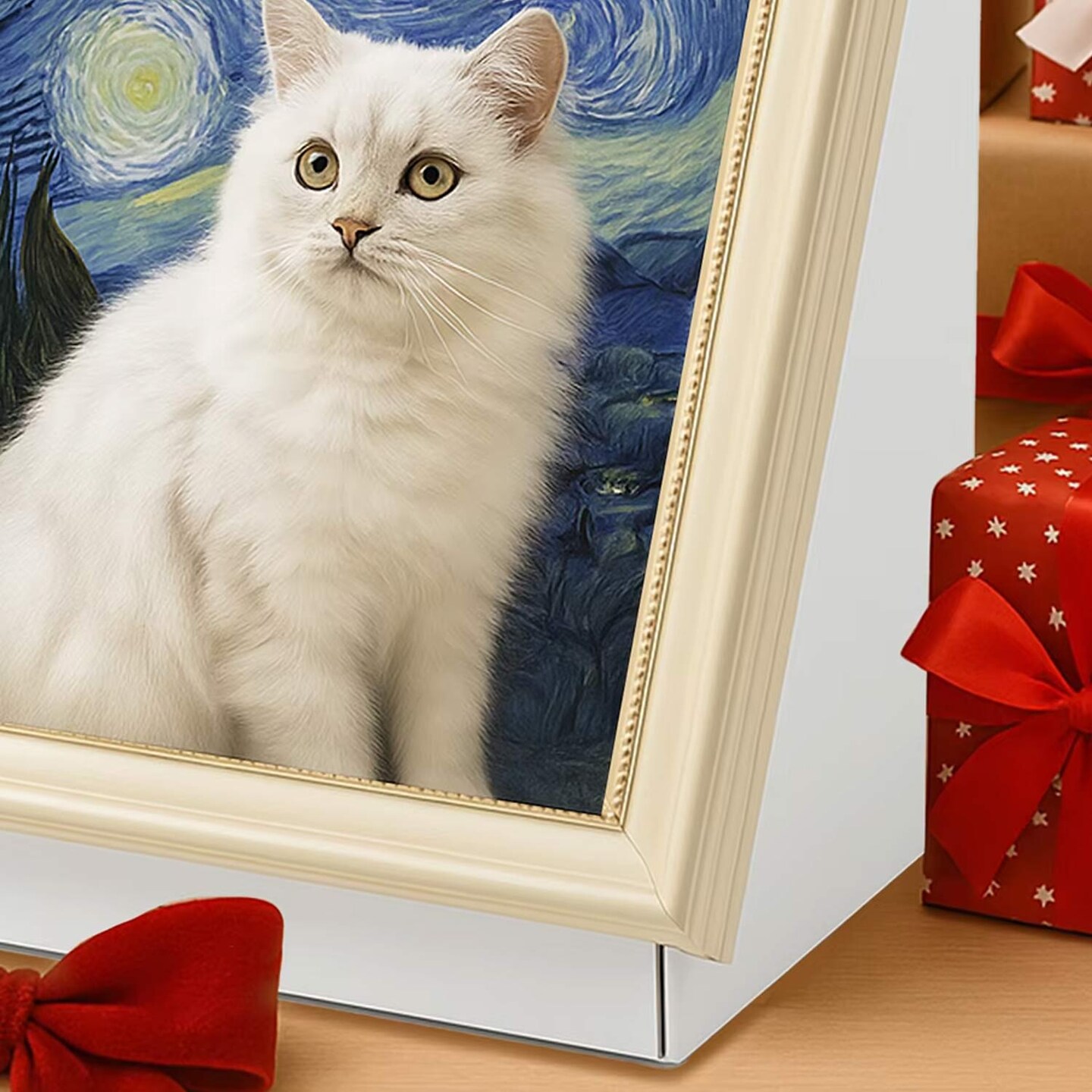 Starry Night Oil Painting Cat Scratcher Cardboard Cat Tree Mat for Cats 16.92" x 12.60" x 20.86"