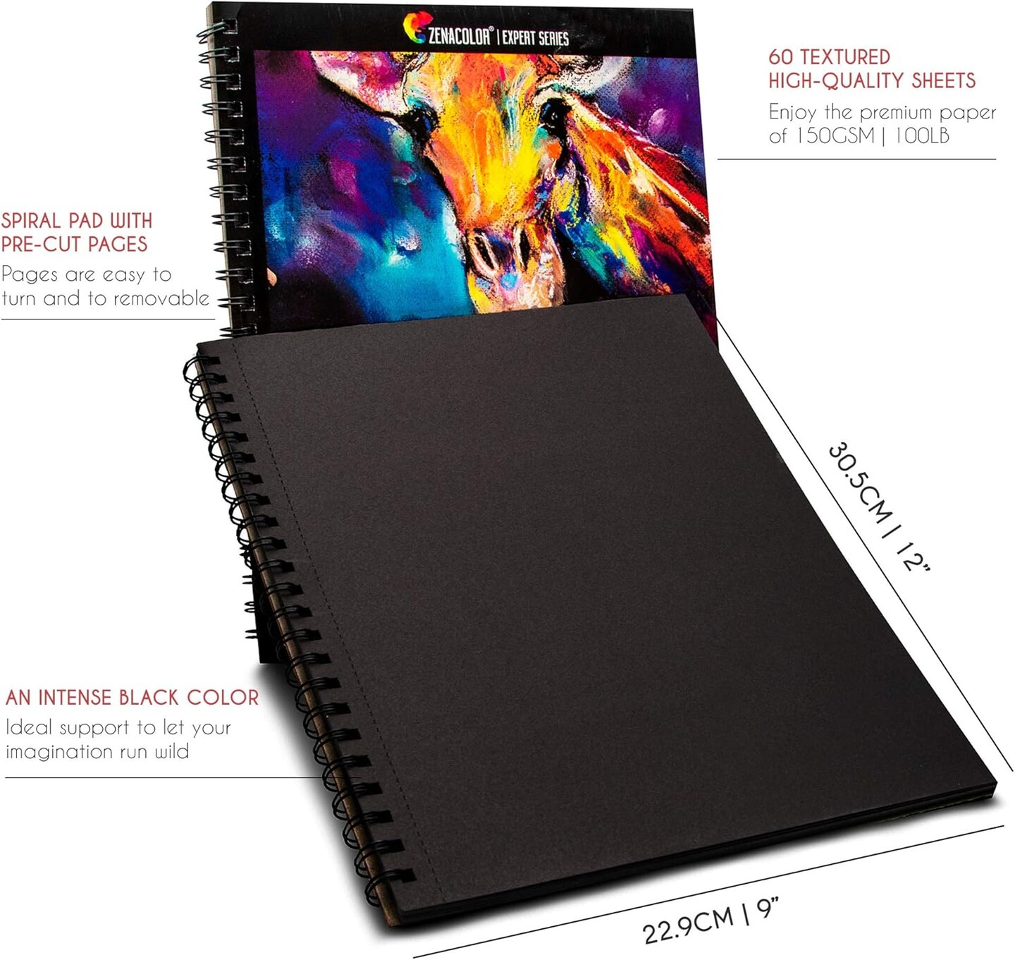 Pack of 2 Black Sketchbook - 9&#x22; x 12&#x201D; (60 Sheets)