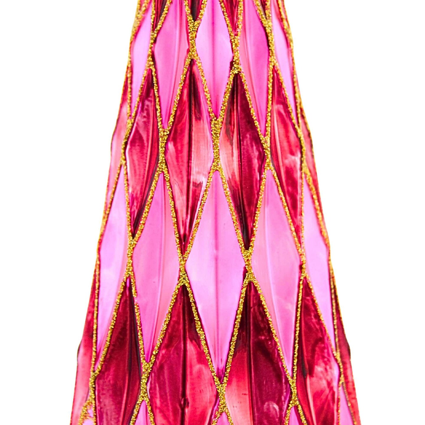 Cody Foster 14.5 Inch Diamond Trees Burgundy Pink Christmas Decorative Tree Set , Mid Century Style Reflective