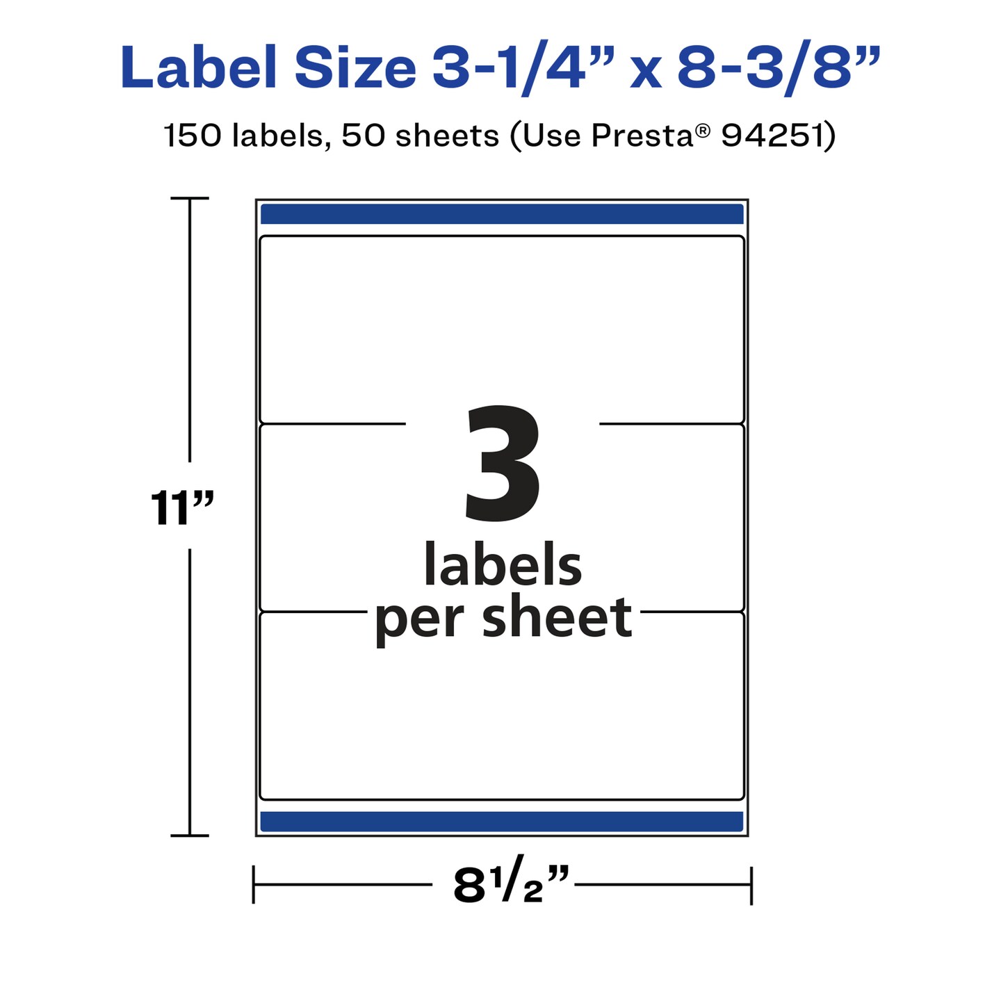 Avery Glossy White Rectangle Labels with Sure Feed, 3-1/4" x 8-3/8"
