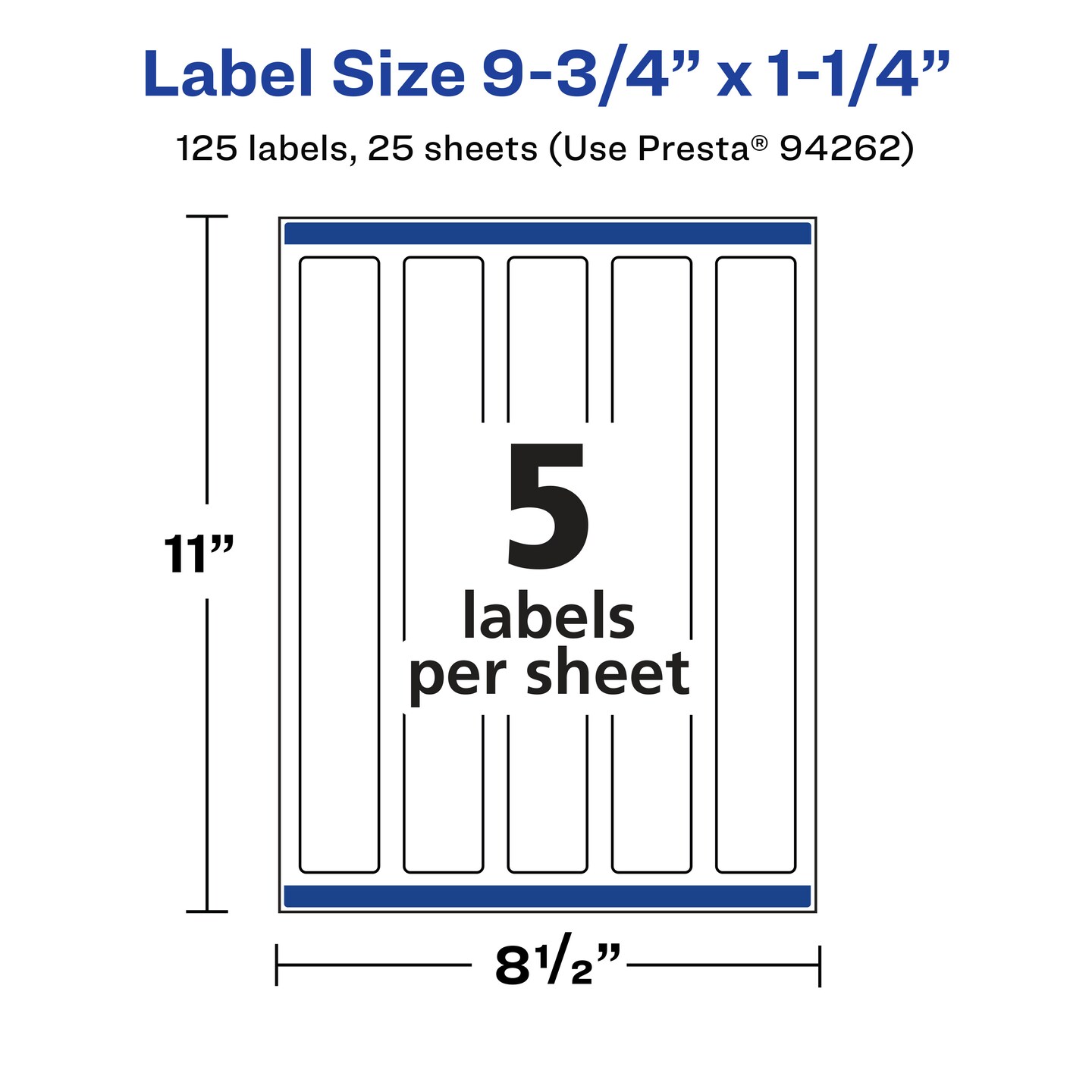 Avery Durable Waterproof Rectangle Labels with Sure Feed, 9.75" x 1.25"