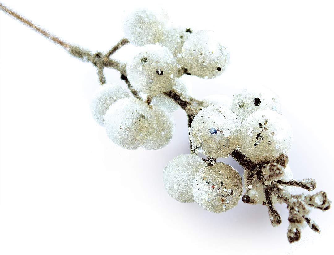 Winter Berry Picks/White Holiday Berries Pick(4"D x 4"W x 8"H)