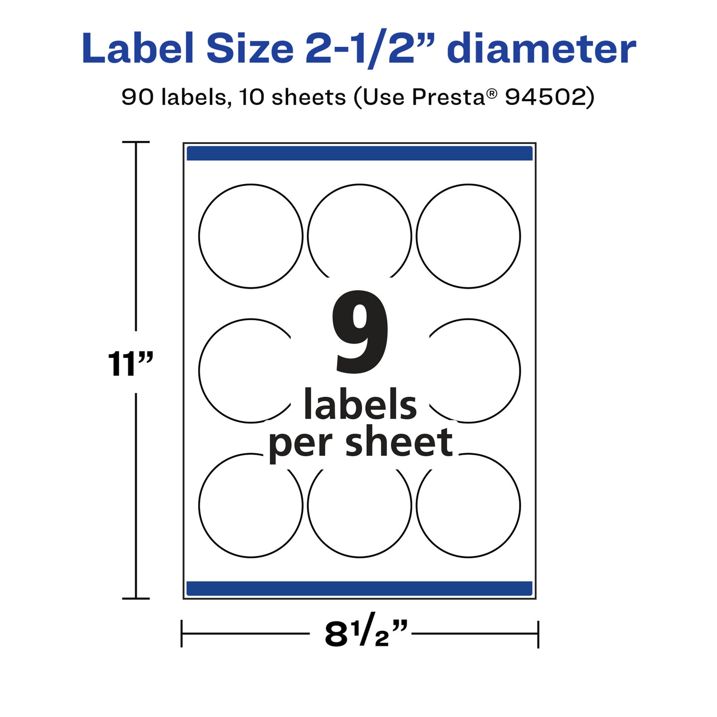 Avery Glossy White Round Labels with Sure Feed, 2.5&#x22; Diameter