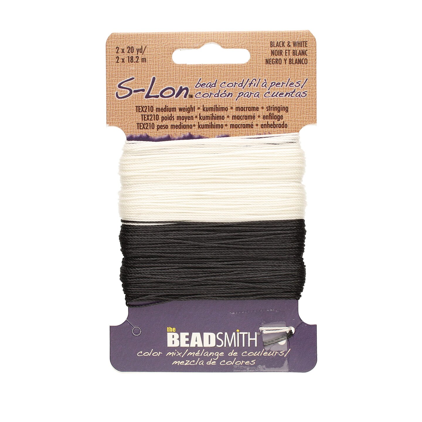 The Beadsmith S-Lon Bead Cord – .5 mm Twisted Nylon Cord for Stringing, TEX210