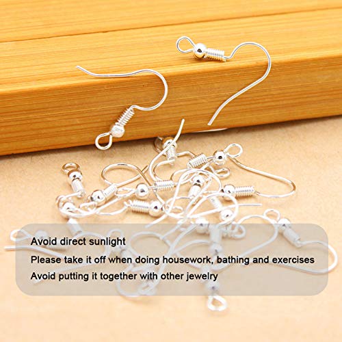 150 PCS/75 Pairs 925 Sterling Silver Earring Hooks ,Ear Wires Fish Hooks,500pcs Hypoallergenic Earring Making kit with Jump Rings and Clear Silicone Backs Stoppers (Silver)