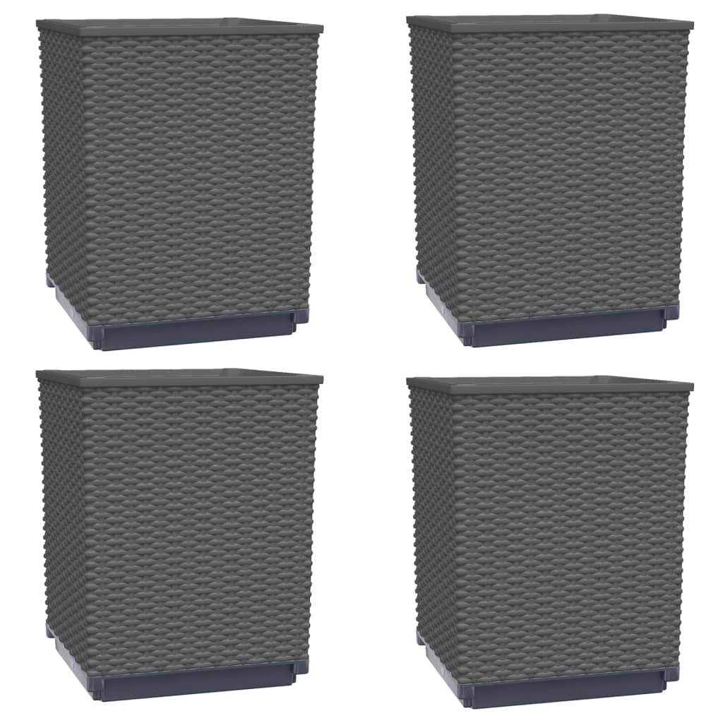 vidaXL Planters 4 pcs Black 11.8&#x22;x11.8&#x22;x14.6&#x22; Polypropylene