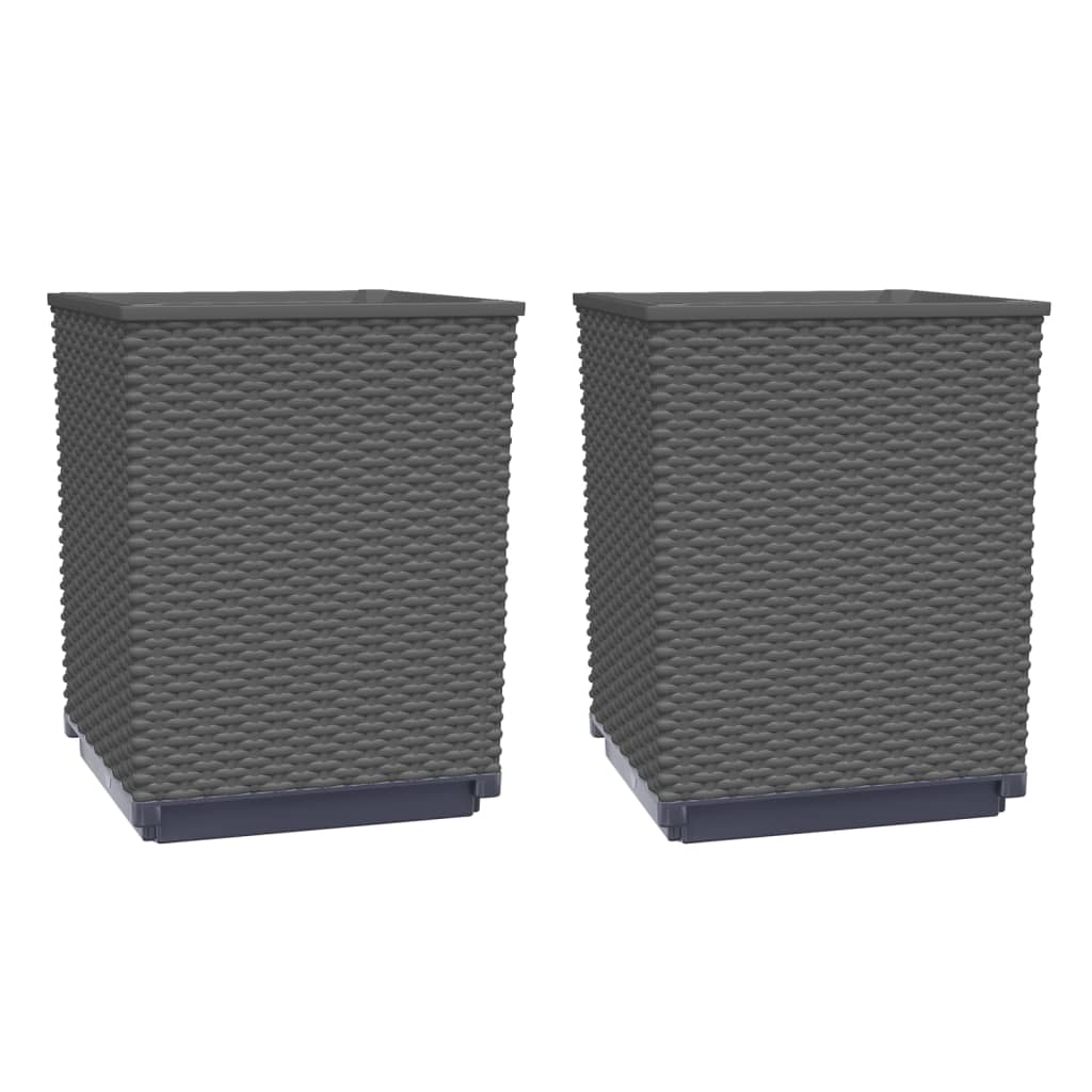 vidaXL Planters 2 pcs Black 11.8&#x22;x11.8&#x22;x14.6&#x22; Polypropylene