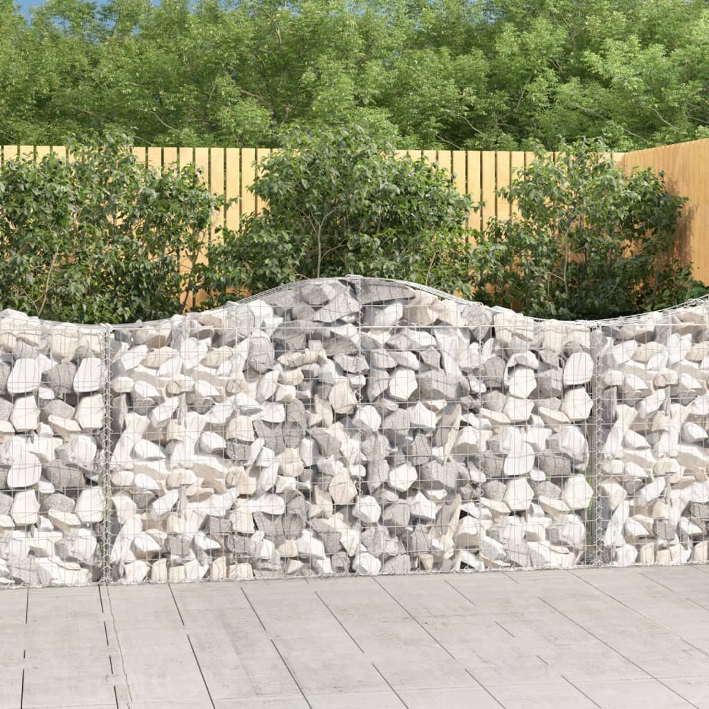 vidaXL Arched Gabion Baskets 2 pcs 78.7&#x22;x11.8&#x22;x39.4&#x22;/47.2&#x22; Galvanized Iron