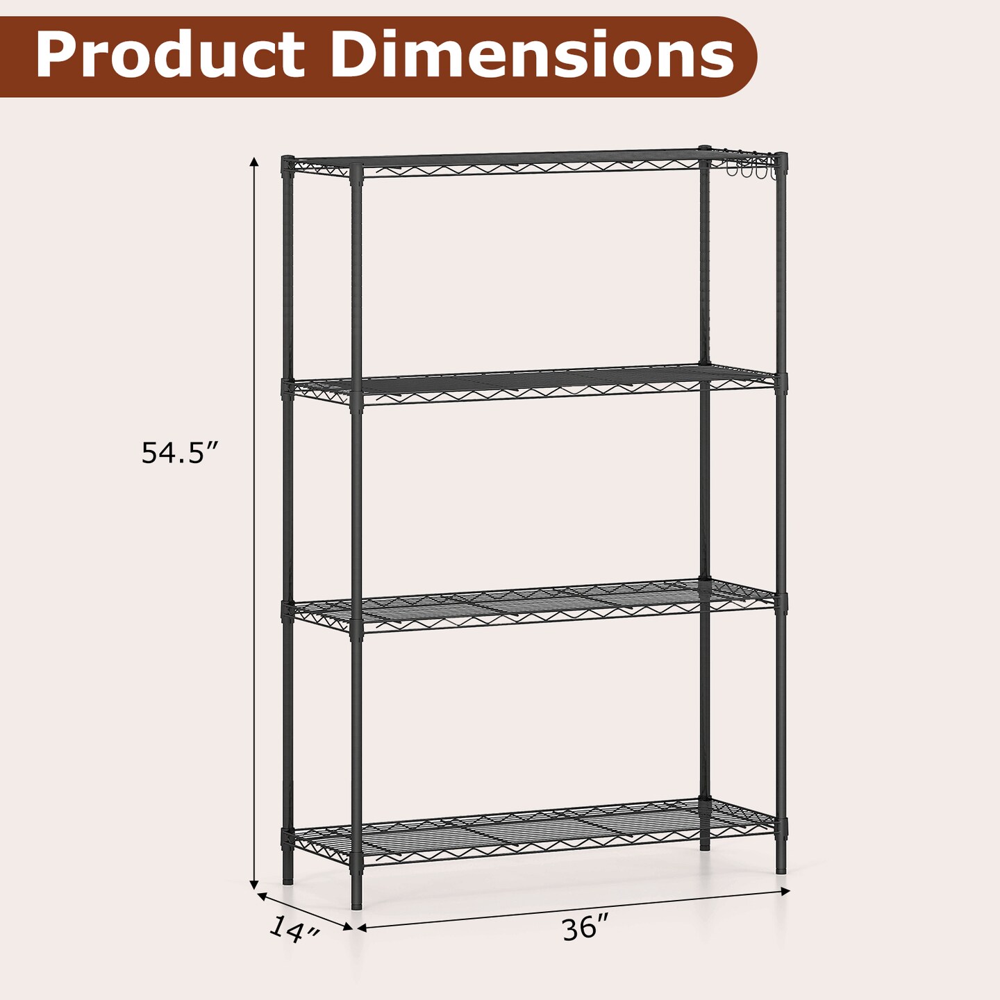 4-Tier Heavy Duty Metal Shelving Rack 1000 lbs Adjustable Storage Organizer
