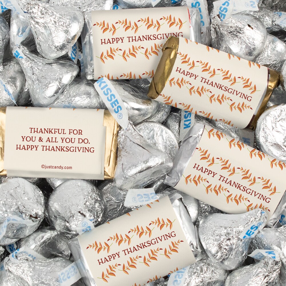 Thanksgiving Silver Rounds Happy Thanksgiving Assorted Wrapped Chocolate Miniatures and Milk ...