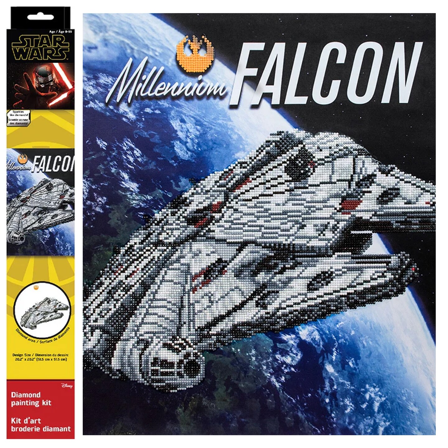 Diamond Dotz Star Wars Millennium Falcon Diamond Painting Kits for Adults - Diamond Art Kits a Relaxing Creative Craft Kit with Dotz Gems 12x32