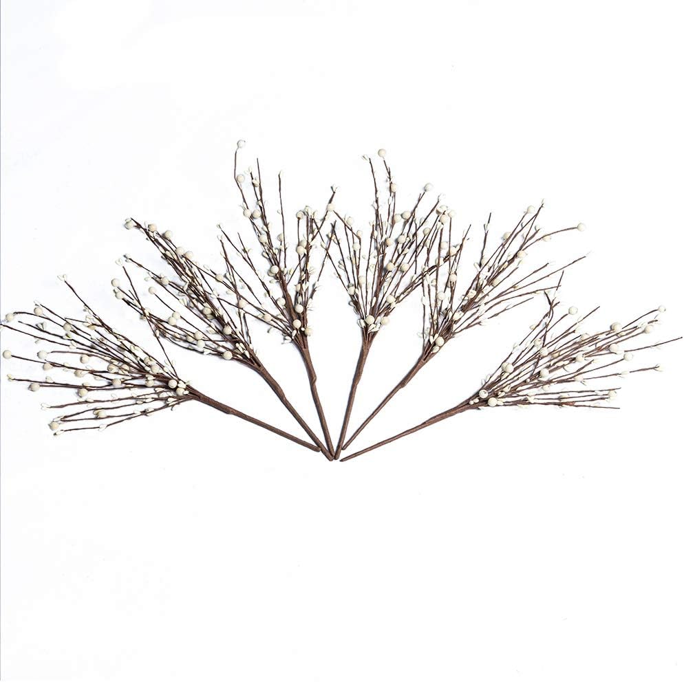 ,Cream Berries Stems White Berry Picks(Cream)