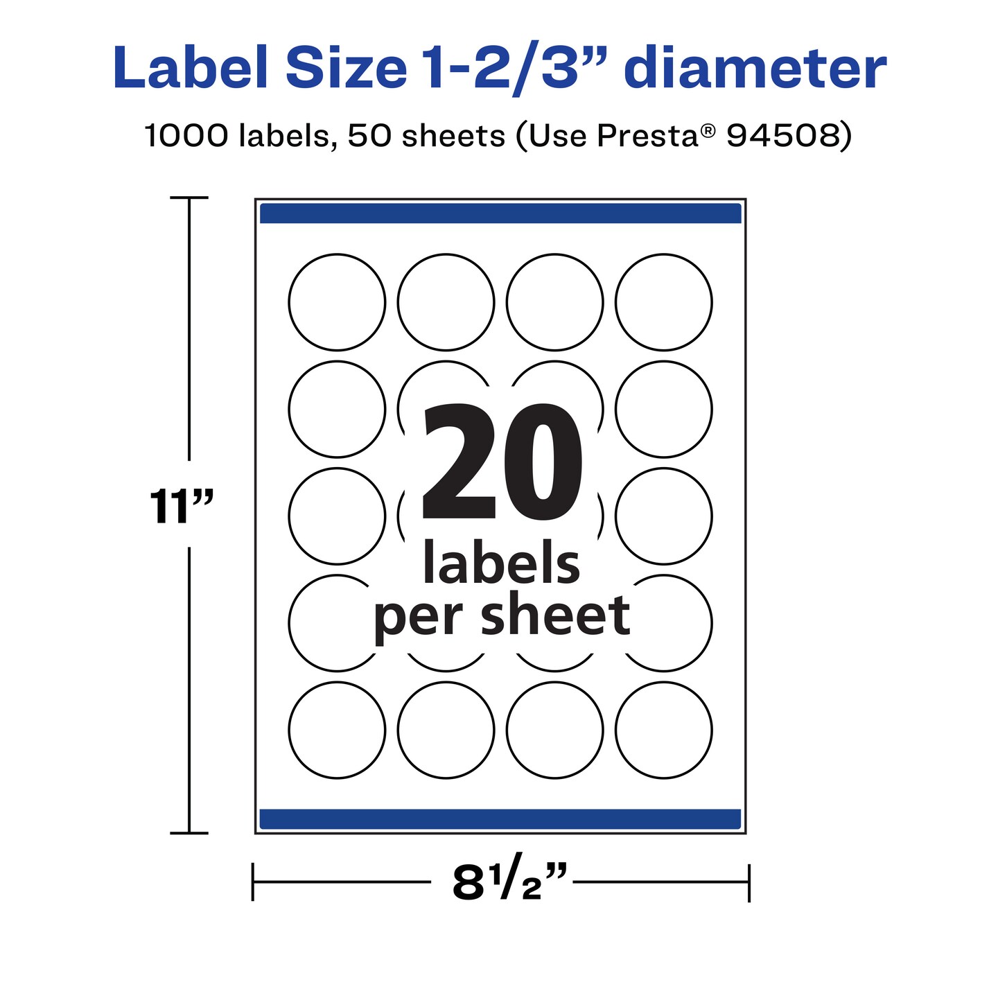 Avery Durable Waterproof Round Labels with Sure Feed, 1-2/3" diameter