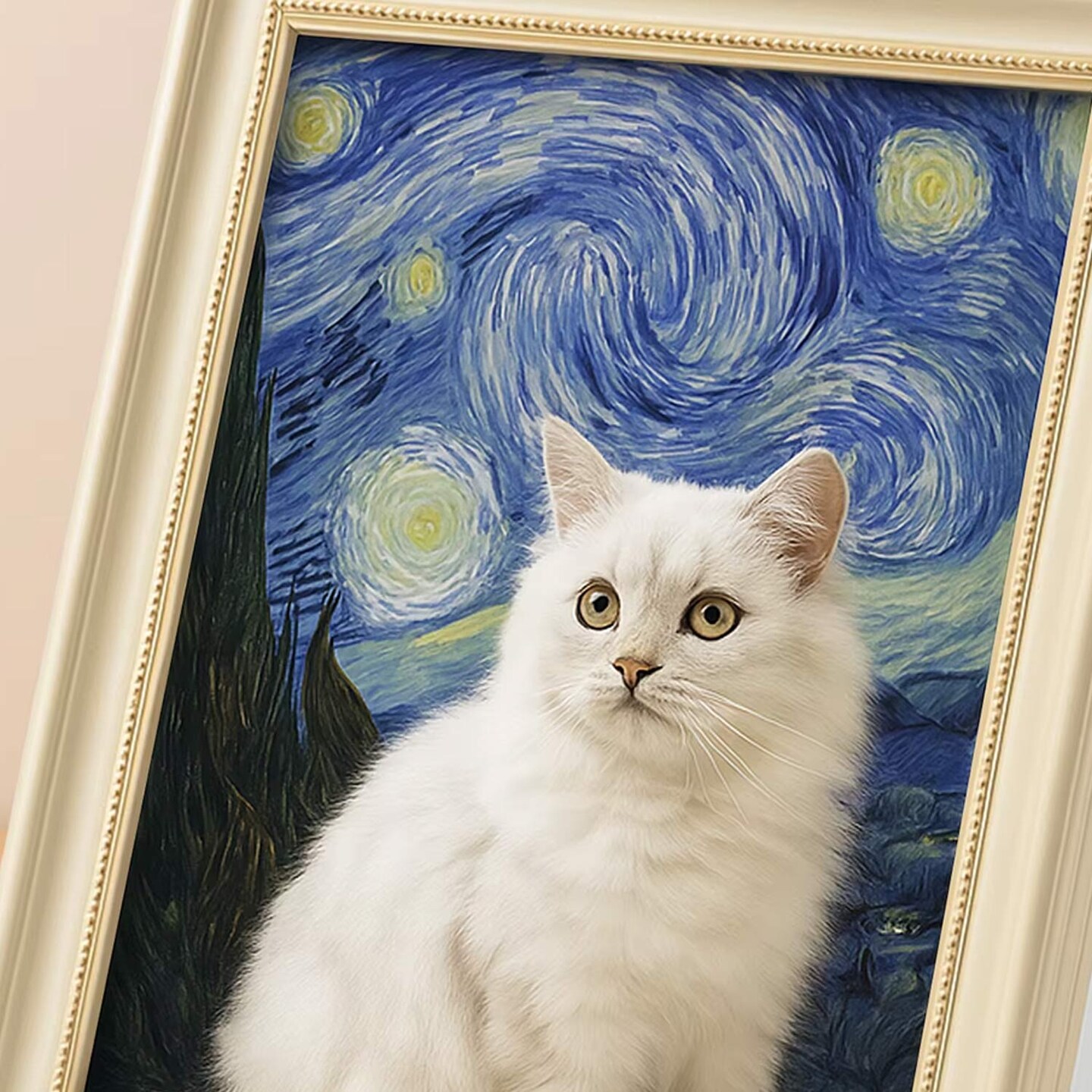 Starry Night Oil Painting Cat Scratcher Cardboard Cat Tree Mat for Cats 16.92" x 12.60" x 20.86"