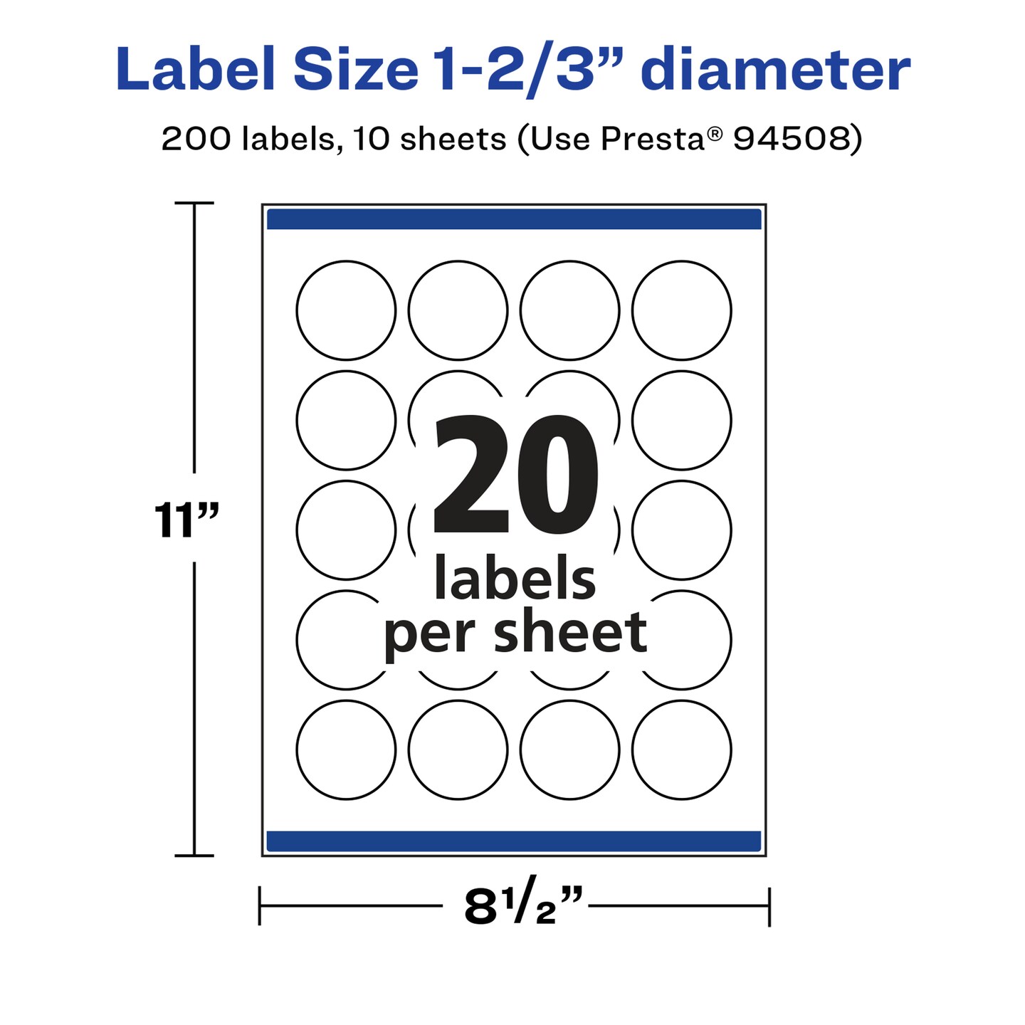 Avery Glossy White Round Labels with Sure Feed, 1-2/3" Diameter