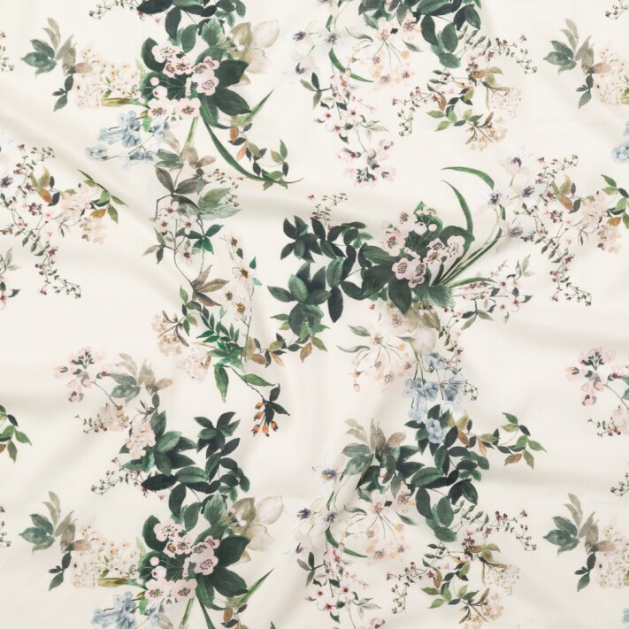 1 Yard Cotton Voile Fabric Antique White Floral Aesthetic Matters Print