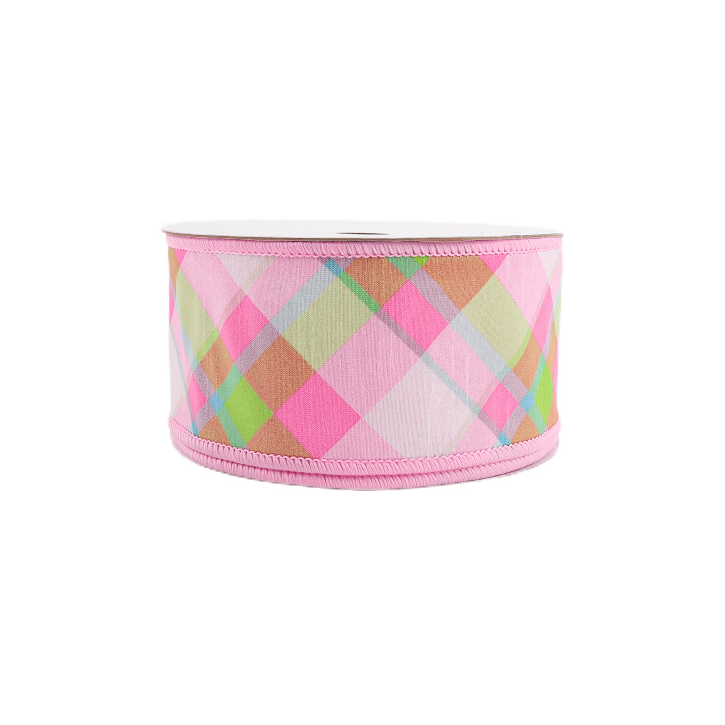 LaRibbons 2 1/2&#x22; - 4&#x22; Wired Dupioni Ribbon | Bias Plaid w/ Taffeta Fused Back | 10 Yard Roll