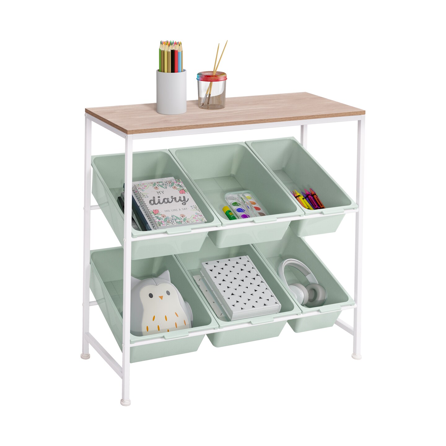 Seville Classics 6-Bin Organizer, 32.5" W x 14.2" D x 30.5" H