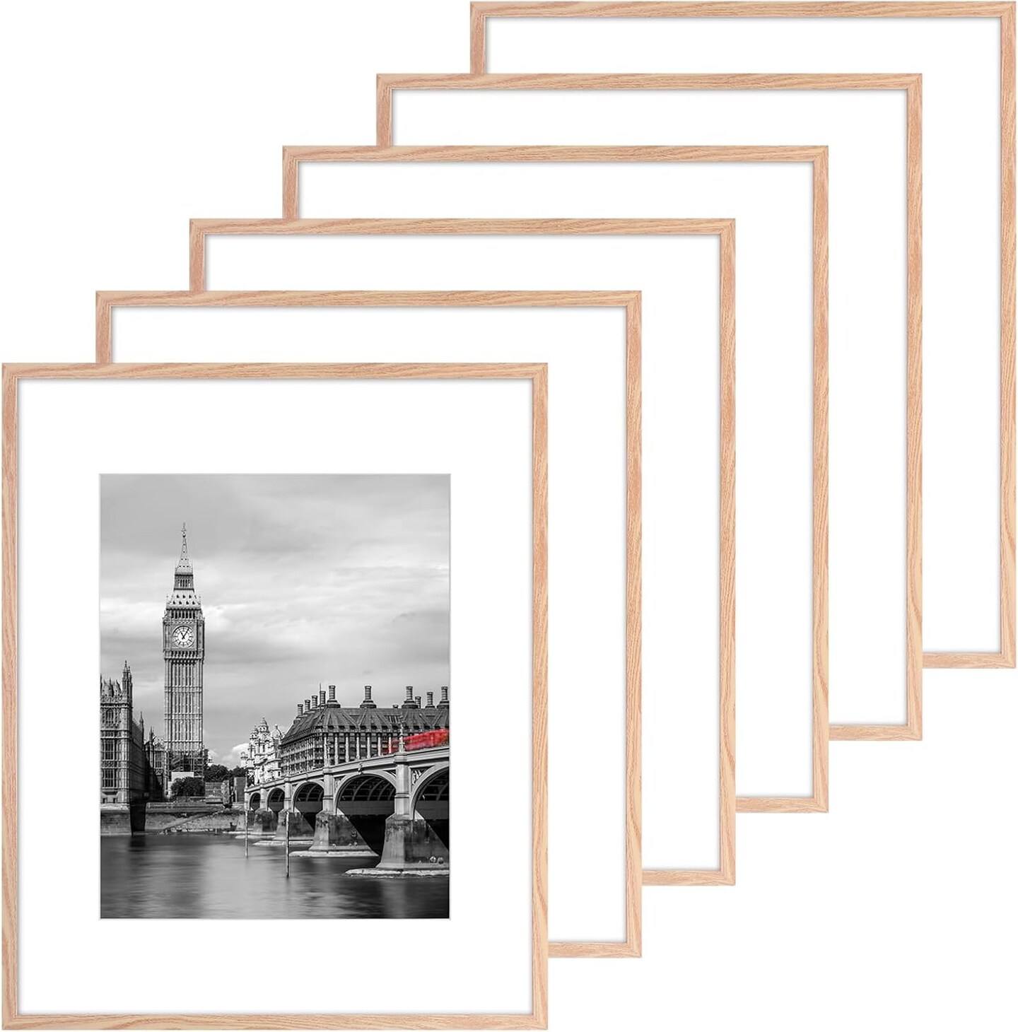 16x20 Picture Frame Set of 6 Natural Poster Frames with Mat