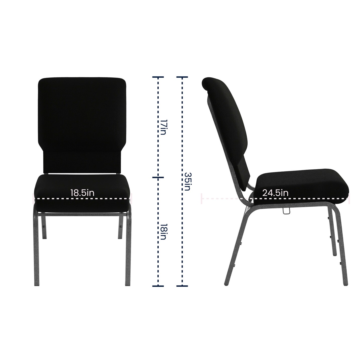 Emma and Oliver Church Chairs 18.5 in. Wide, Color: FossilFabric