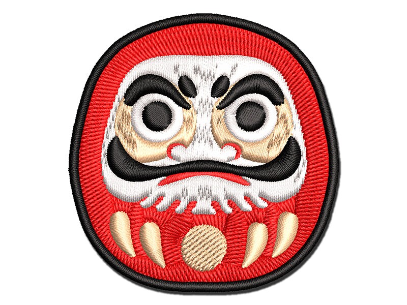 Japanese Daruma Doll Zen Buddhism Bodhidharma Multi-Color Embroidered Iron-On or Hook & Loop Patch Applique