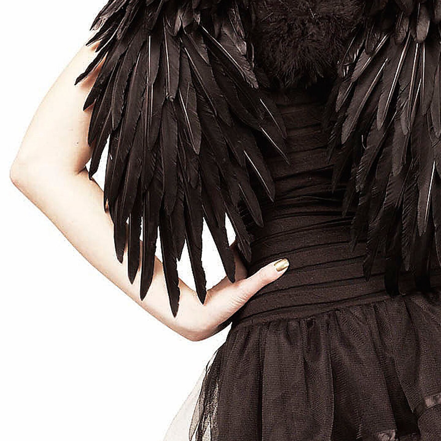Adults Black Feather Angel Wings Costume Dark Gothic Outfit Accessory