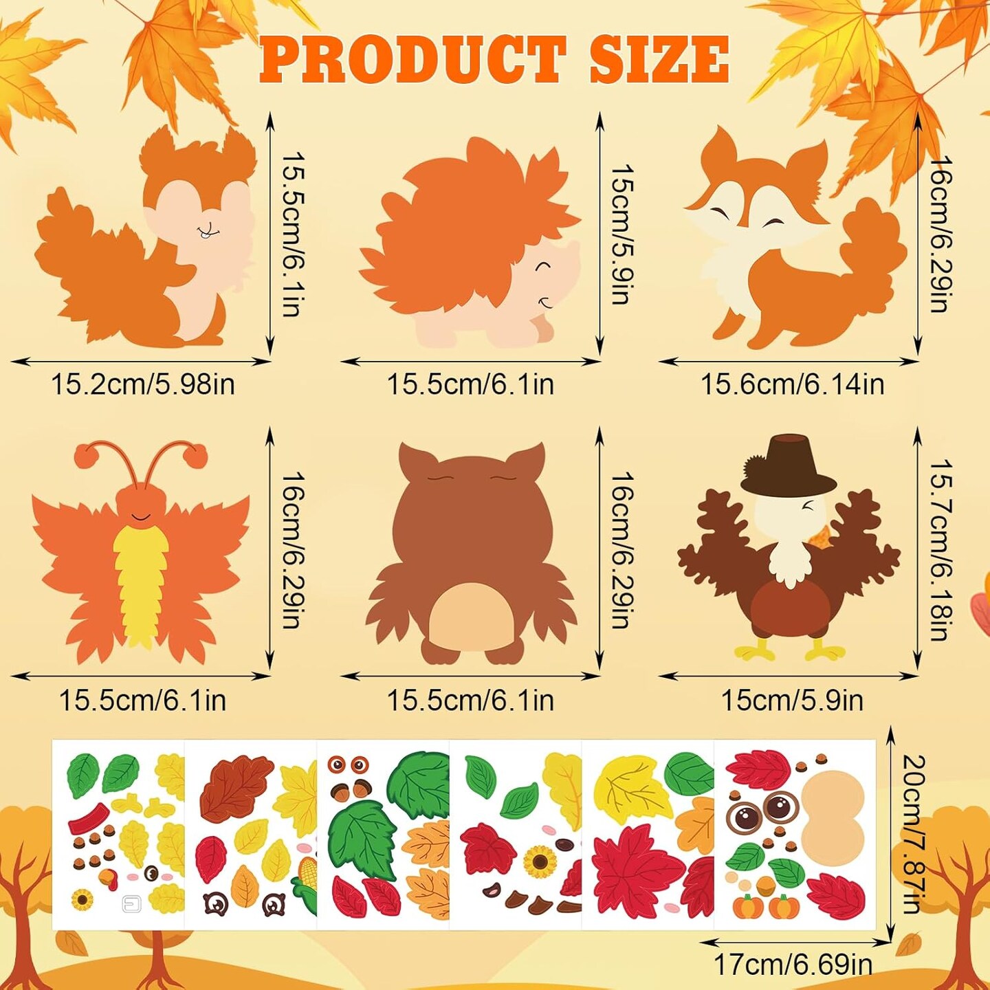 12PCS Fall Animal Craft Kit for Kids