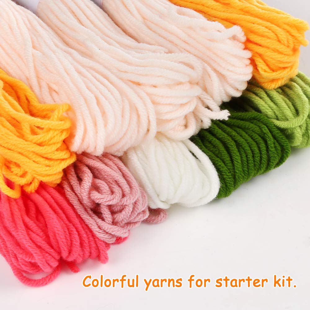 Pllieay 3 Set Punch Needle Embroidery Starter Kits Include Instruction, Punch Needle Fabric with Pattern, Yarns, Embroidery Hoops for Rug-Punch & Pinch Needle