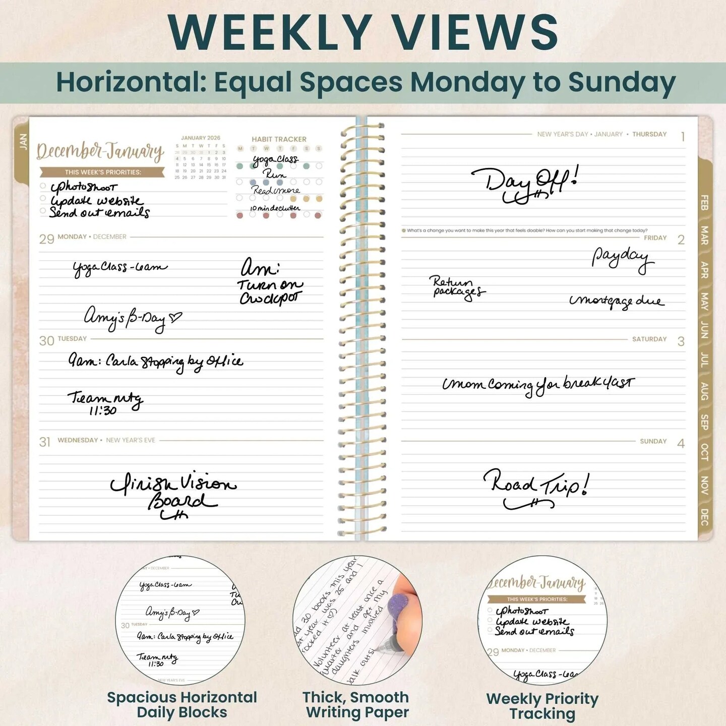 bloom daily planners 2026 Soft Cover Weekly & Monthly Planner, 8.5" x 11", Ocean Oasis