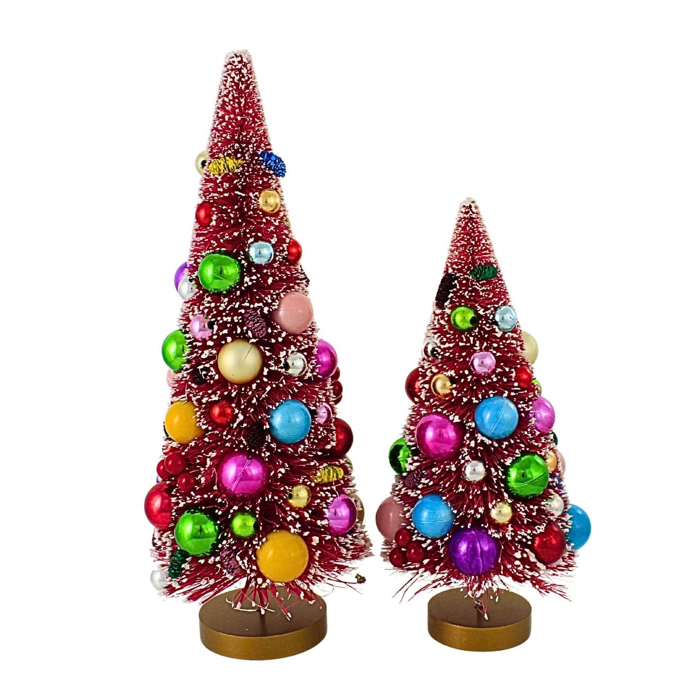 Cody Foster 14.0 Inch Decorated Tree Pink Set/2 Christmas Decorative Tree Set , Lightweight Christmas Decor Christmas Bottle Brush