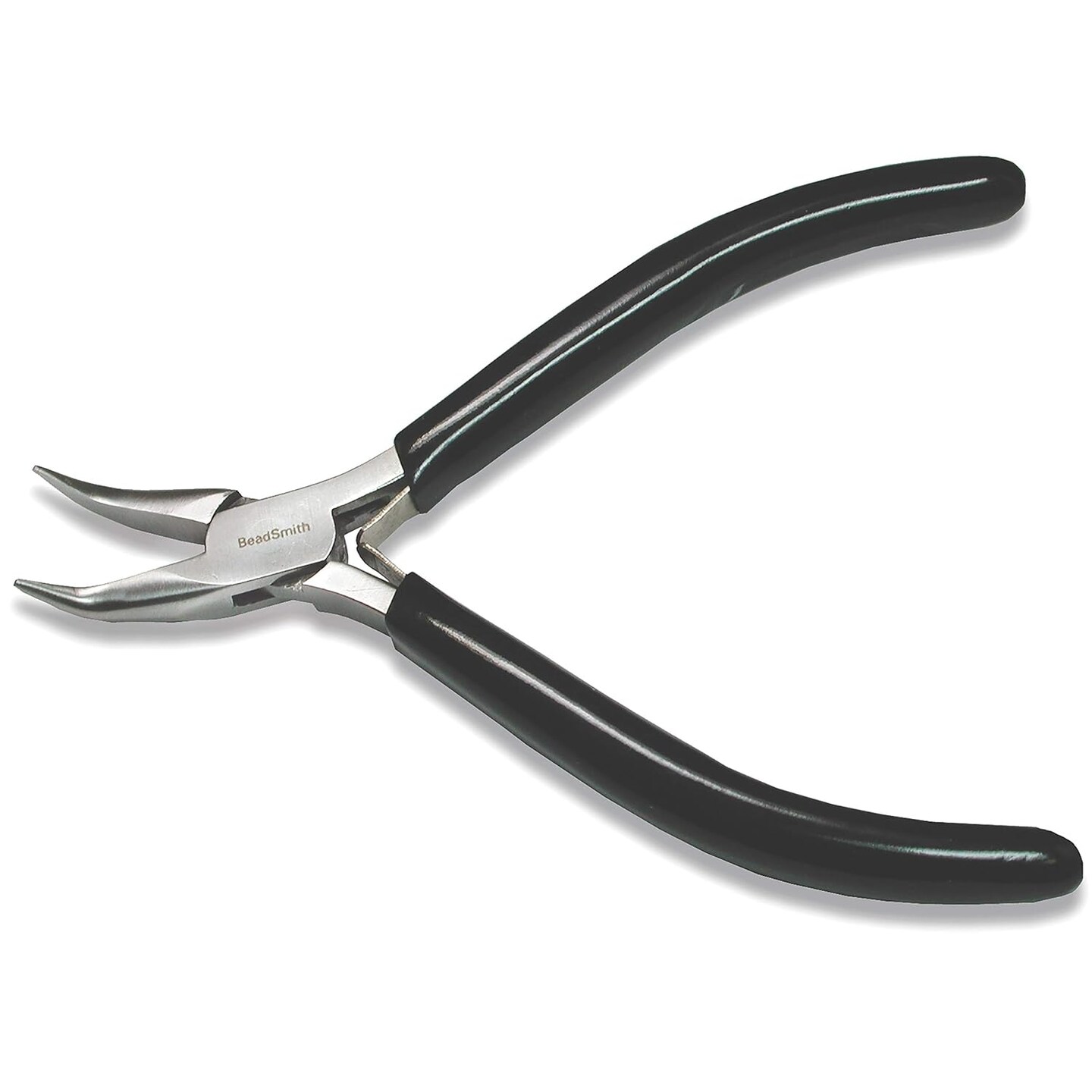 The Beadsmith Bent Chain Nose Pliers &#x2013; Extra Fine Tips &#x2013; 4.5 inches (114mm) &#x2013; PVC Grip Handle with Double Leaf Springs &#x2013; Jewelry Making Tool for Creating Bracelets, Earrings and Necklaces