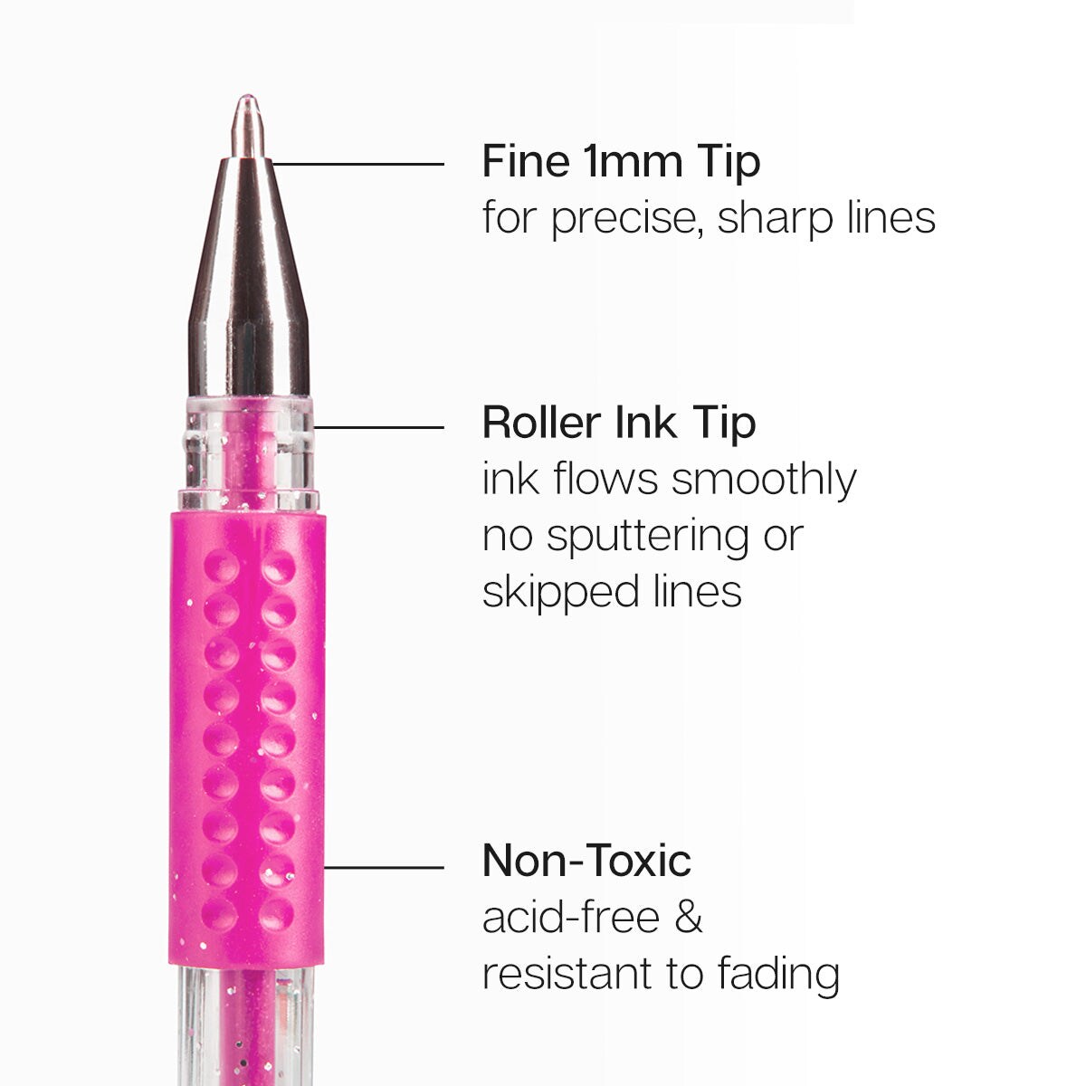 KINGART&#xAE; Gel Pens, Soft Grip, 24 Pink &#x26; Purple Tone Colors
