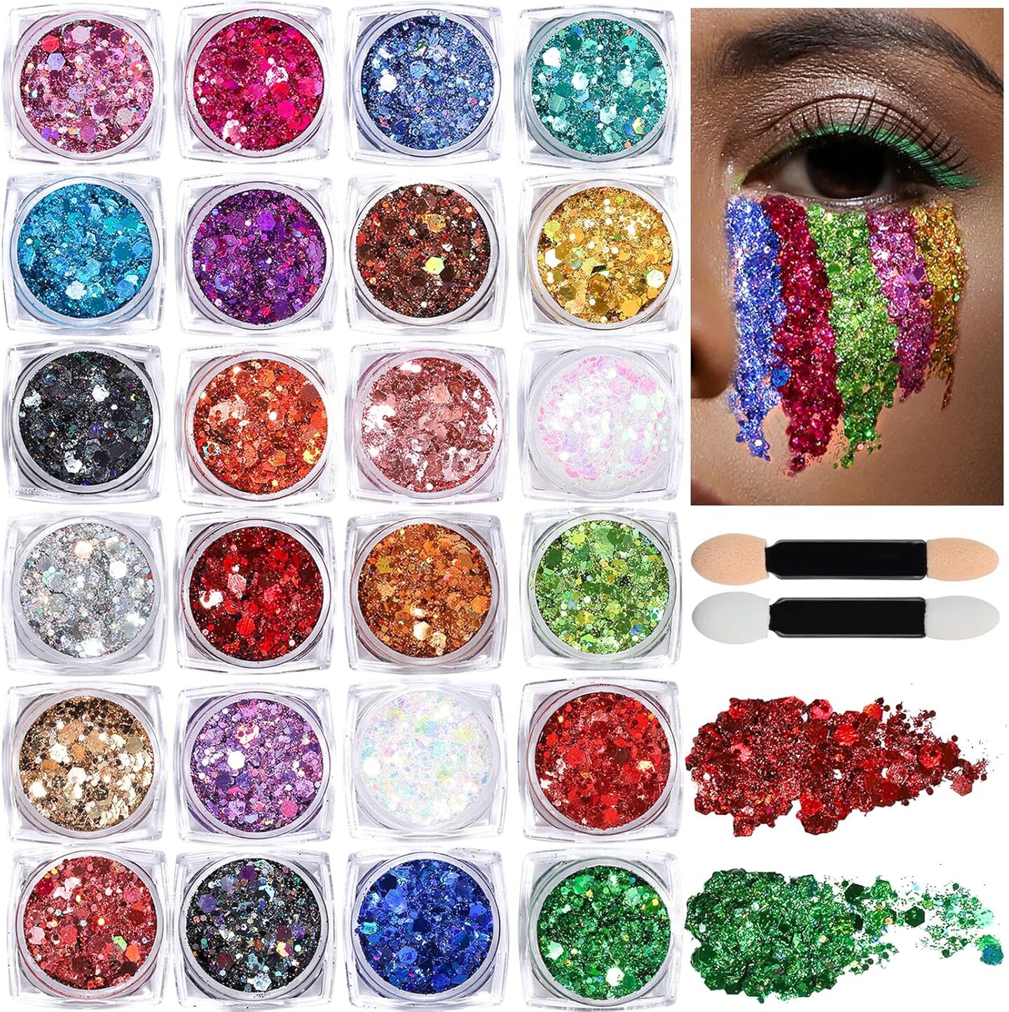 24 Colors Body &#x26; Hair Glitter Gel - Face, Body