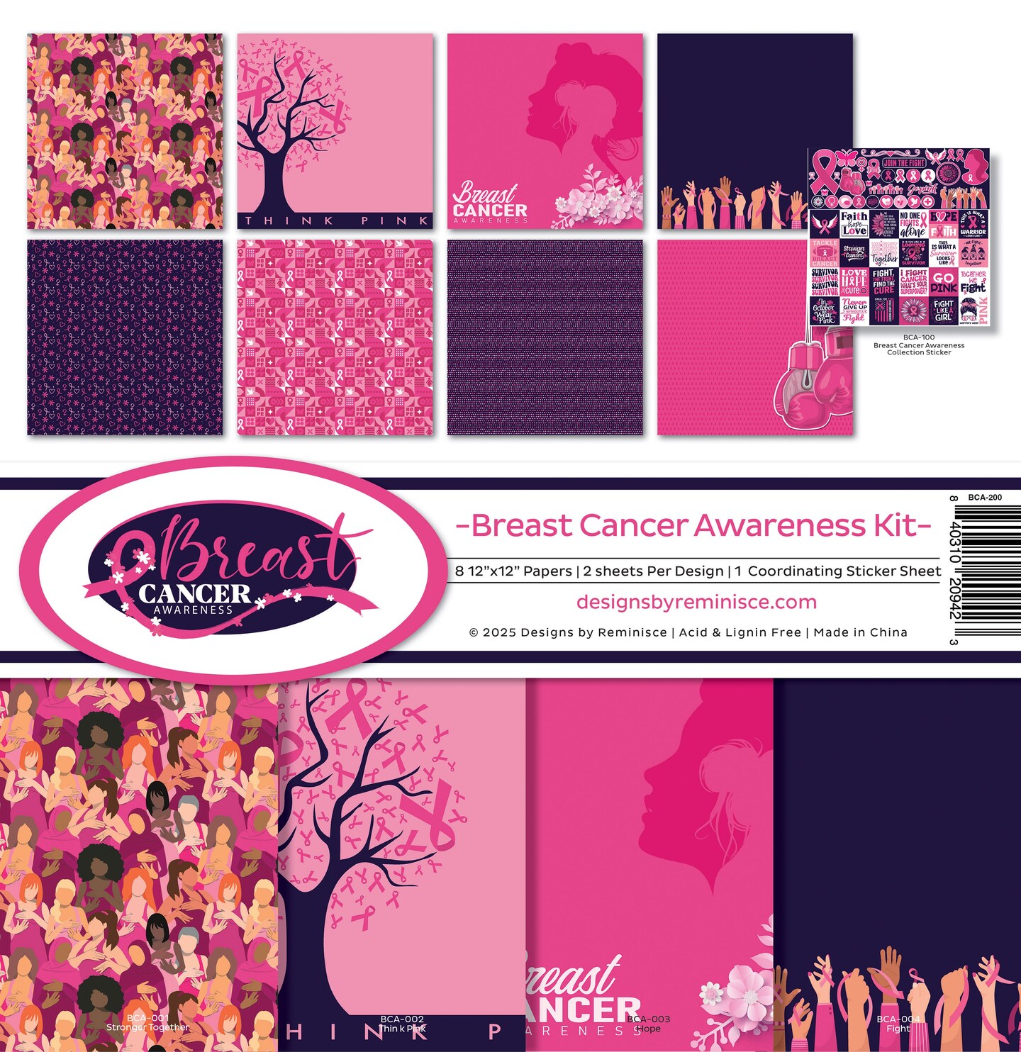 Reminisce Collection Kit 12&#x22;X12&#x22;-Breast Cancer Awareness