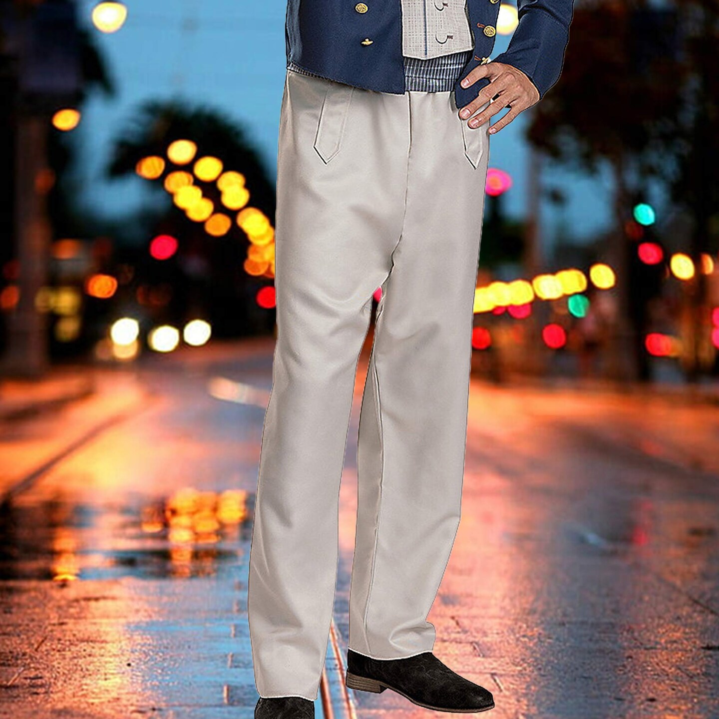 Deluxe Prince Eric Costume with Navy Jacket and Blue Cravat 100% Polyester