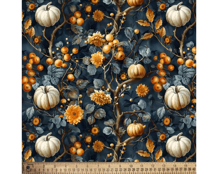 Glamorous Pumpkins Cotton Fabric | By the Yard | Sewing and Crafting | 44 inches wide
