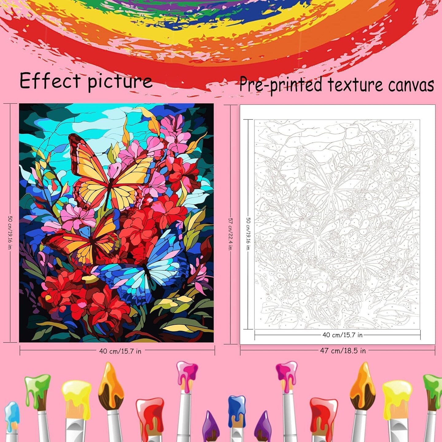Paint by Numbers Kit for Adults,Butterfly Adult Paint by Number Kits,Painting Kits for Adults Flower,Suitable for Home Wall Decoration(16x20 Inch)