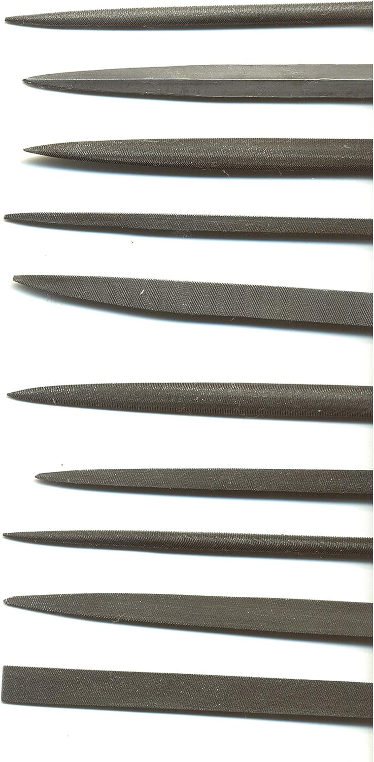 The Beadsmith Needle File Set, 10 Pieces Hand Metal Files, 10MM 2 Cut, Steel Set Includes: Round, Triangle, Knife File, Oval, Flat Blunt, Flat Tapered, Half-Round, and Square