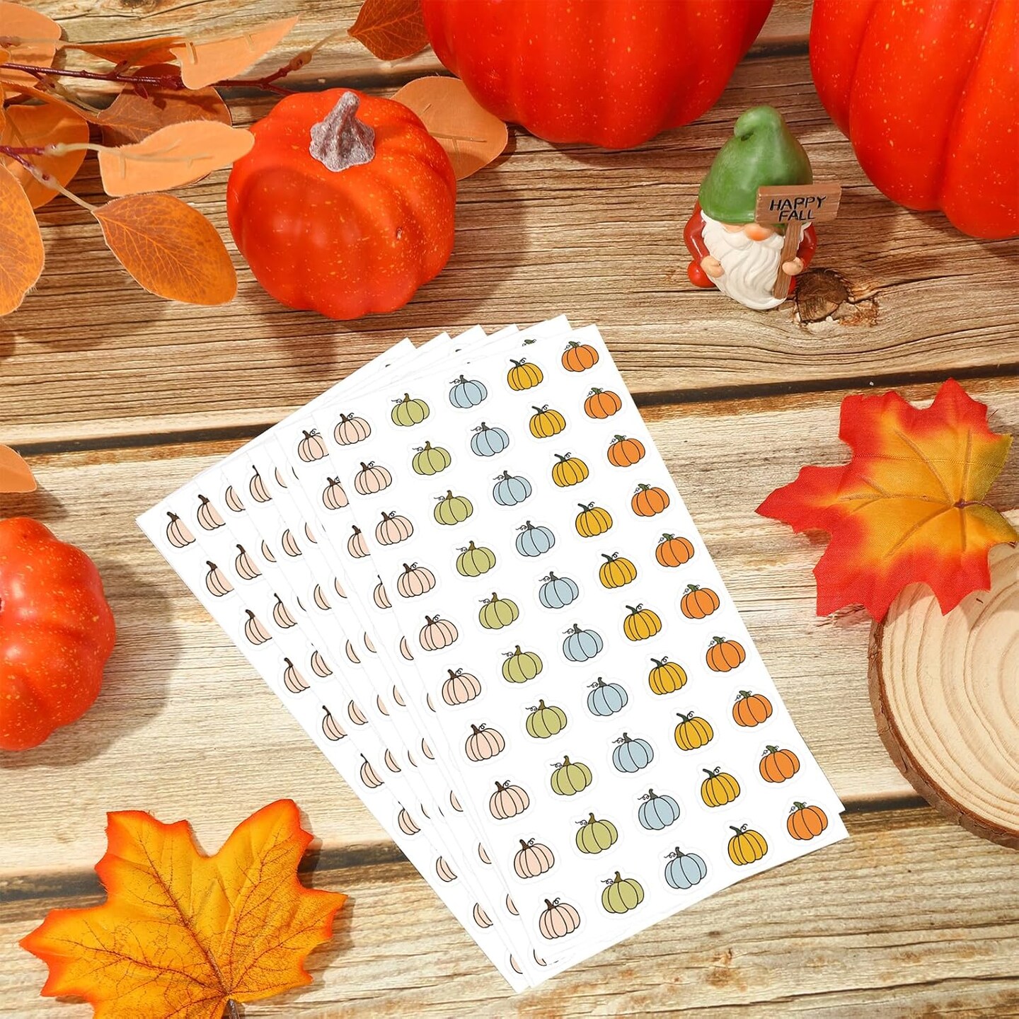 1500Pcs Mini Fall Pumpkin Stickers (Pastel) 8.1 x 4.1 x 0.2 inches