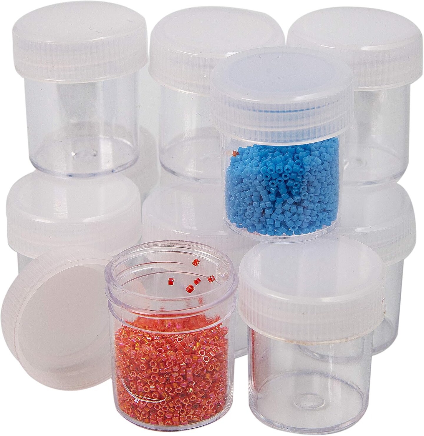 The Beadsmith Personality Case - Clear Storage Organizer Box, 8 x 8.5 x 1.75 inches - Includes 12 Small Containers with lids – 1.5 x 1.5 inches, Molded Case with Built-In Handle