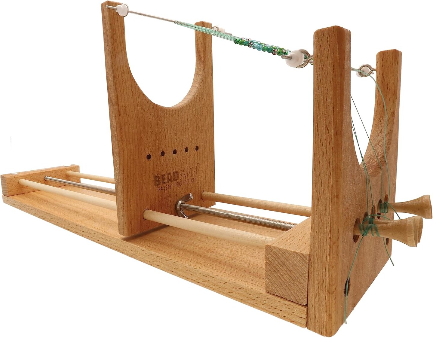 The Beadsmith Rick&#x27;s Beading Loom, Two-Warp Loom, 13.5 x 3.75 x 4.5 inches, Wooden, Illustrated Instructions Included, Easy Assembly, Use to Create Necklace and Bracelet Designs