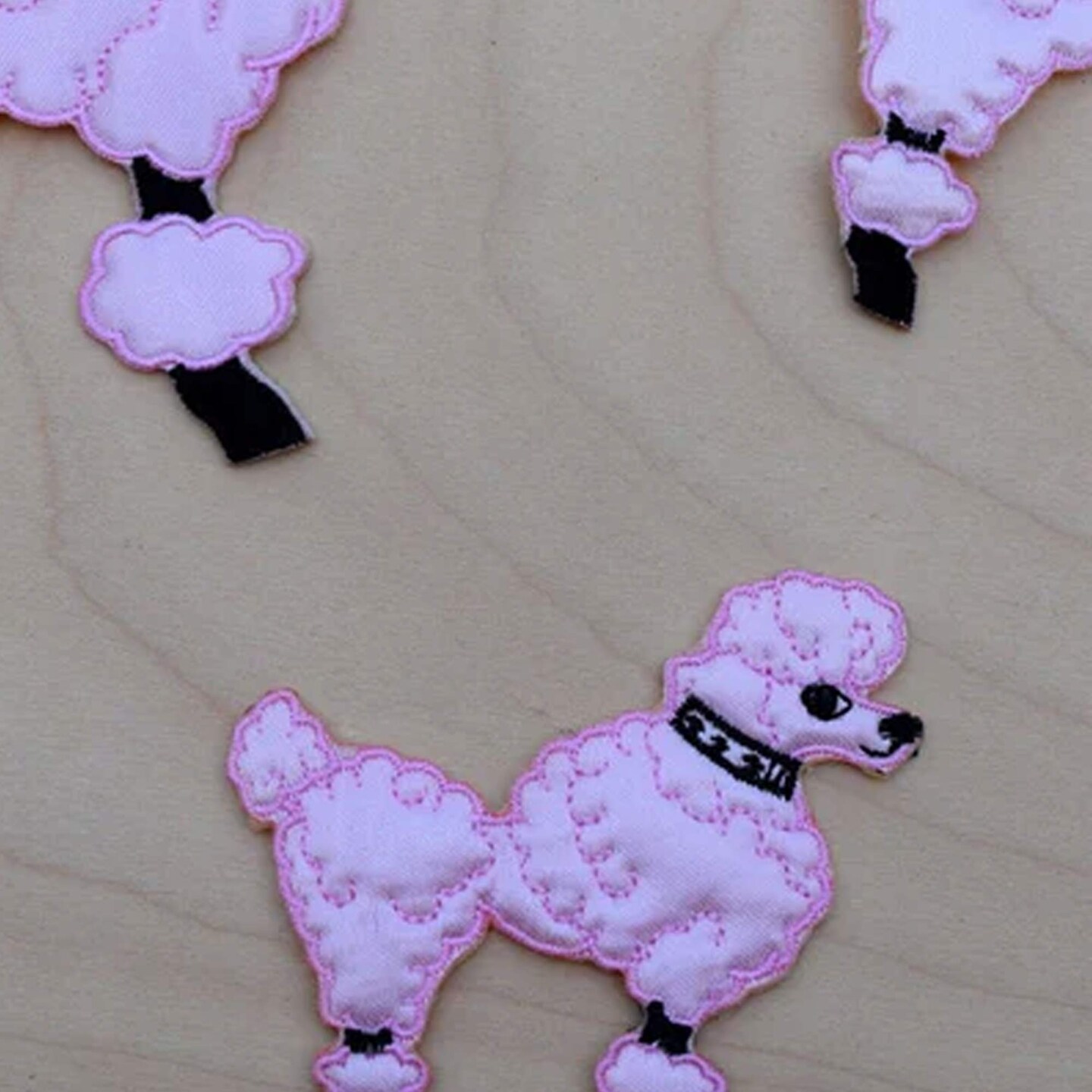 Baby 3" Dimensional Design Mini Applique Iron On Poodle Patch Pink